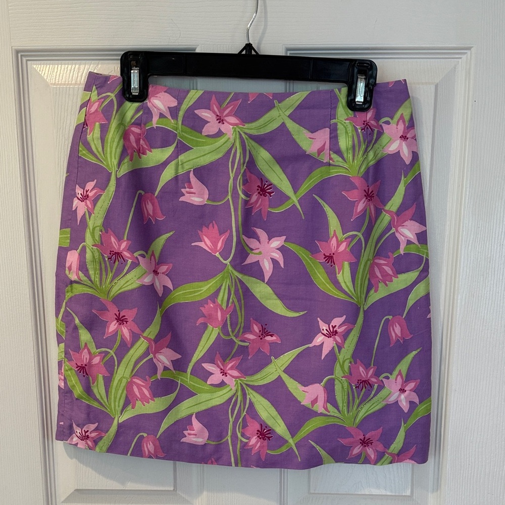 Lilly Pulitzer Purple and Pink Floral Mini Skirt